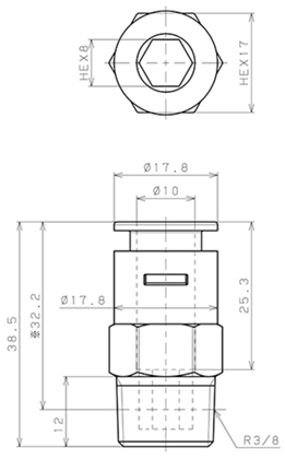 Bản vẽ kỹ thuật Đầu Nối Nhanh Khí Nén Dạng Thẳng Thân Lục Giác Ren Ngoài Pisco APC10-03-N-C
