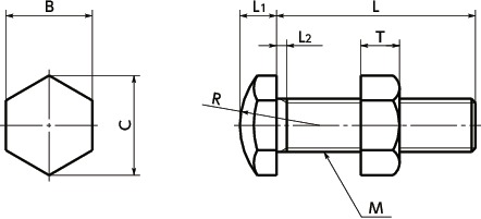 Bản vẽ kỹ thuật Bulong Dừng Kèm Tán Inox Đầu Bầu M8x40 NBK Dòng SSBS B
