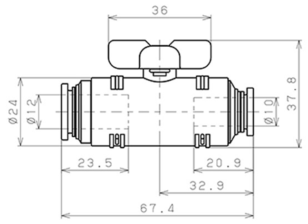 Bản vẽ kỹ thuật Van Bi Khí Nén Inox 304 Pisco BVG60-1210SUS