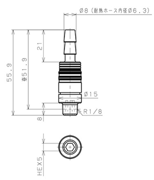 Bản vẽ kỹ thuật Bộ Đầu Ngạnh Nối Ống Dẫn Điều Khiển Nhiệt Độ Khuôn Đúc Dạng Thẳng Pisco AKC08-ID06B01