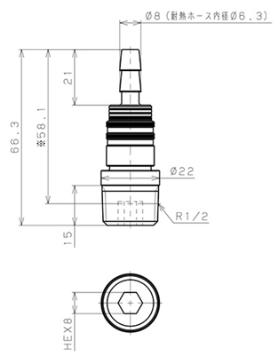 Bản vẽ kỹ thuật Bộ Đầu Ngạnh Nối Ống Dẫn Điều Khiển Nhiệt Độ Khuôn Đúc Dạng Thẳng Pisco AKC10-ID06B04