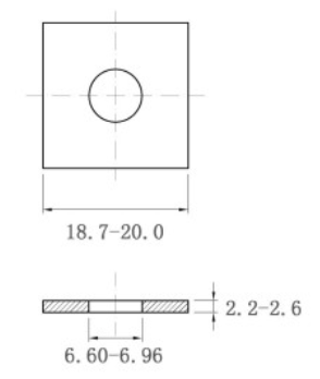 Bản vẽ kỹ thuật Lông Đền Vuông Inox 304 DIN436 M6