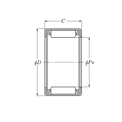 Bản vẽ kỹ thuật Vòng Bi Kim Vỏ Dập 40x50x20 mm NTN 7E-HMK4020