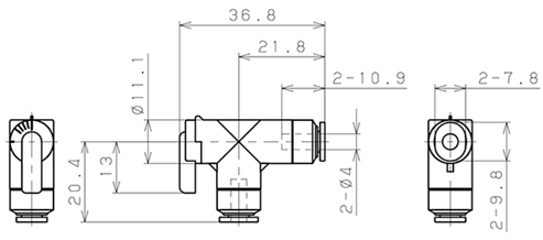 Bản vẽ kỹ thuật Van Bi Khí Nén, Loại Mini Pisco BVLU4-4