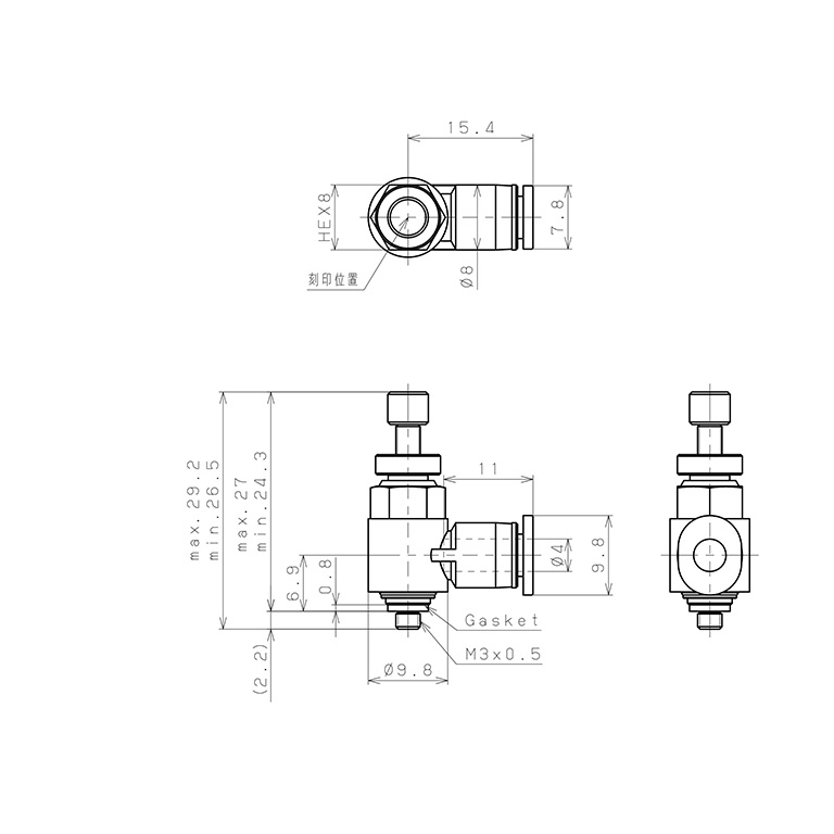 Bản vẽ kỹ thuật Van Tiết Lưu Khí Nén Pisco JSC4-M3A-C