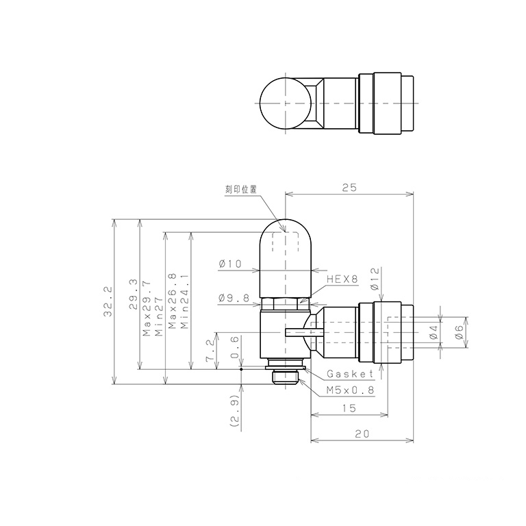 Bản vẽ kỹ thuật Van Tiết Lưu Khí Nén Bằng Nhựa Chống Văng Bám Xỉ Hàn Pisco JSC4-M5AKV-0