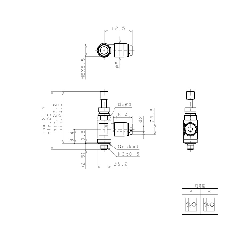 Bản vẽ kỹ thuật Van Tiết Lưu Khí Nén Lưu Lượng Thấp Pisco JSC2-M3AL