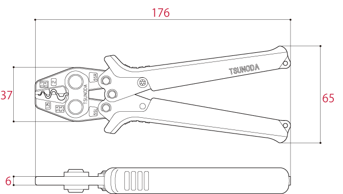 Bản vẽ kỹ thuật Kìm Bấm Cos 176mm Tsunoda TP-5S