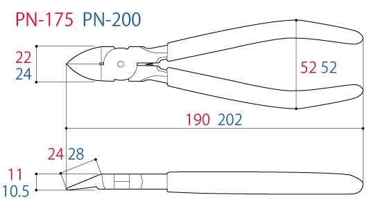Bản vẽ kỹ thuật Kìm Cắt Nhựa 190mm Tsunoda PN-175