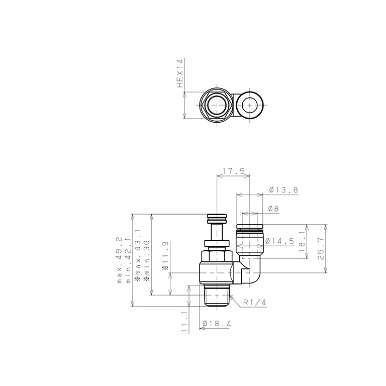 Bản vẽ kỹ thuật Van Tiết Lưu Khí Nén Chân Kim Pisco JNS8-02