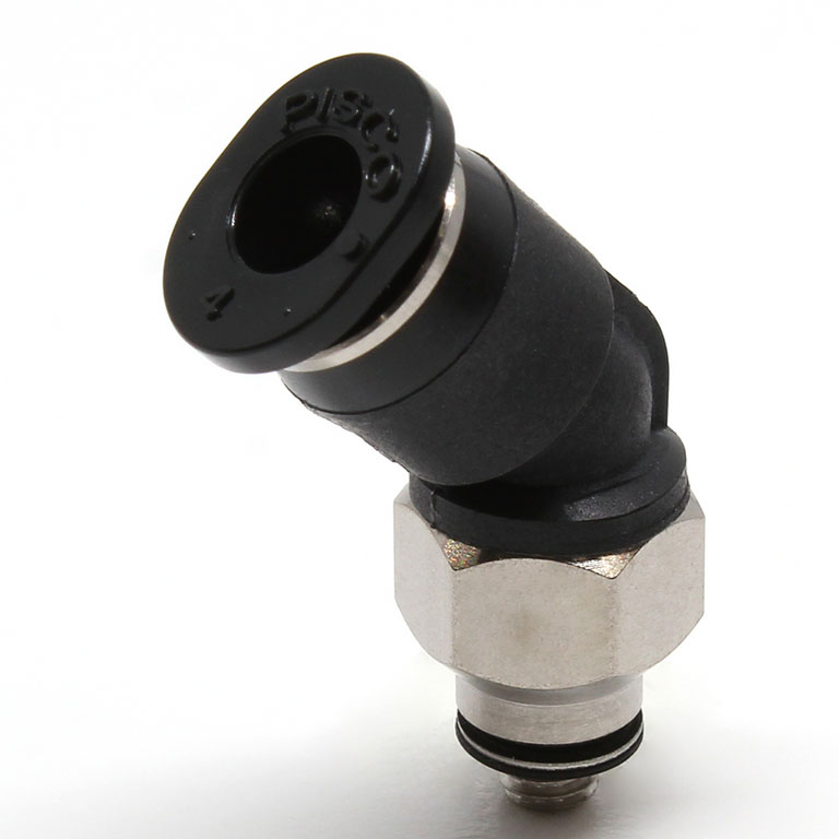 Đầu Nối Nhanh Khí Nén Dạng Cong 45° Ren Ngoài Pisco PLH4-M3MW