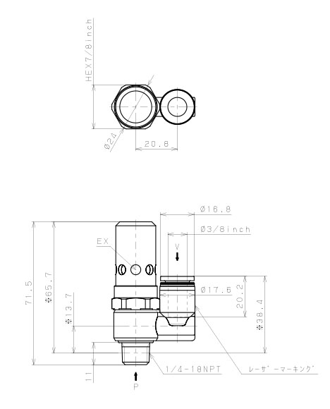 Bản vẽ kỹ thuật Bộ Tạo Chân Không Dòng VH - VS Pisco VSL15-3/8N2U