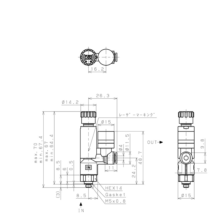 Bản vẽ kỹ thuật Van Chỉnh Áp Suất Khí Nén Loại Khóa Đẩy Pisco RVCMP4-M5