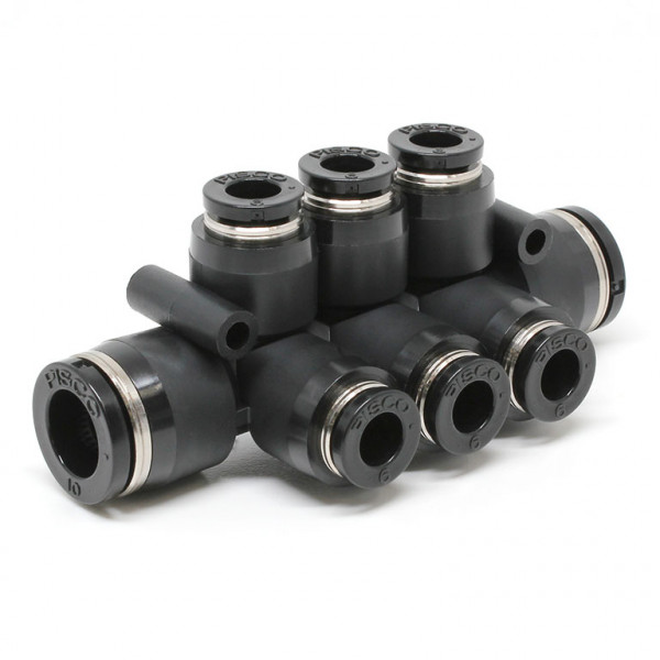 Đầu Nối Nhanh Khí Nén Chữ T 8 Ngã Dạng Nối Giảm Pisco PKVG10-6-C