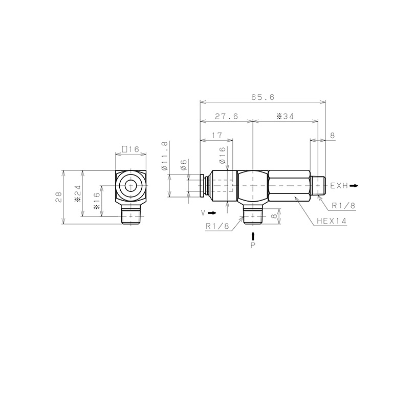 Bản vẽ kỹ thuật Bộ Tạo Chân Không Dòng VRL Pisco VRL50-060101
