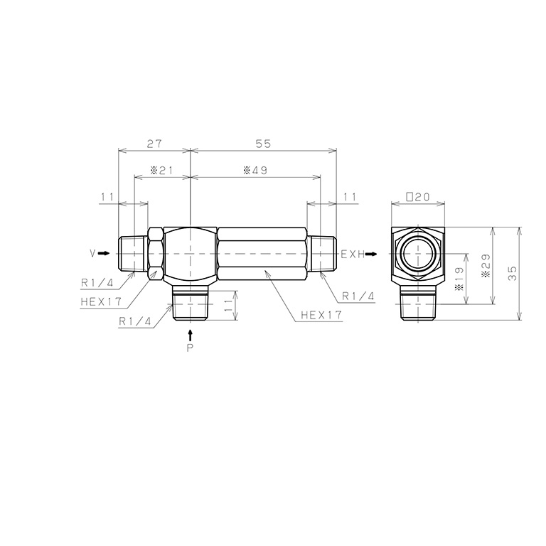 Bản vẽ kỹ thuật Bộ Tạo Chân Không Dòng VRL Pisco VRL100-020202