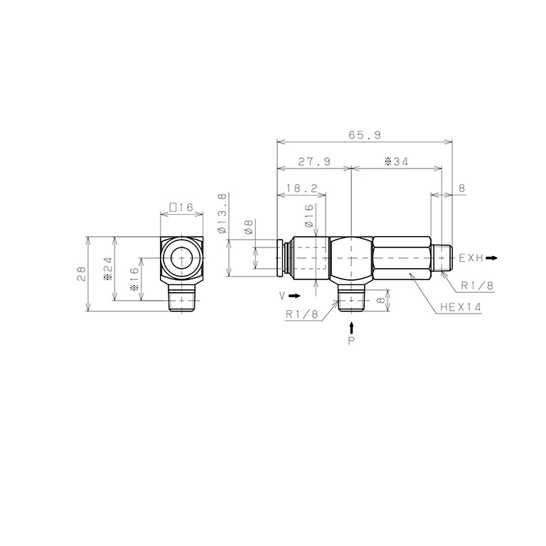 Bản vẽ kỹ thuật Bộ Tạo Chân Không Dòng VRL Pisco VRL50-080101