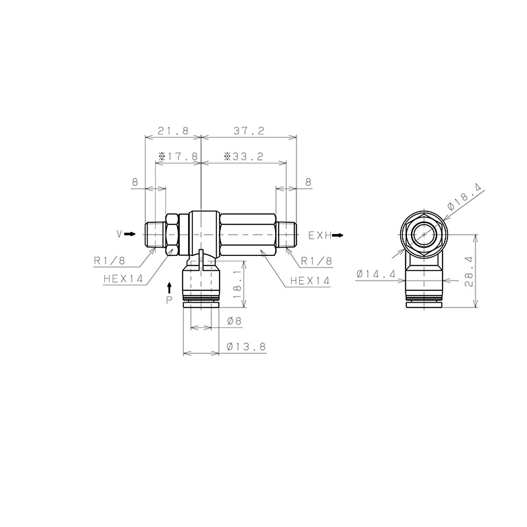 Bản vẽ kỹ thuật Bộ Tạo Chân Không Dòng VRL Pisco VRL50-010801