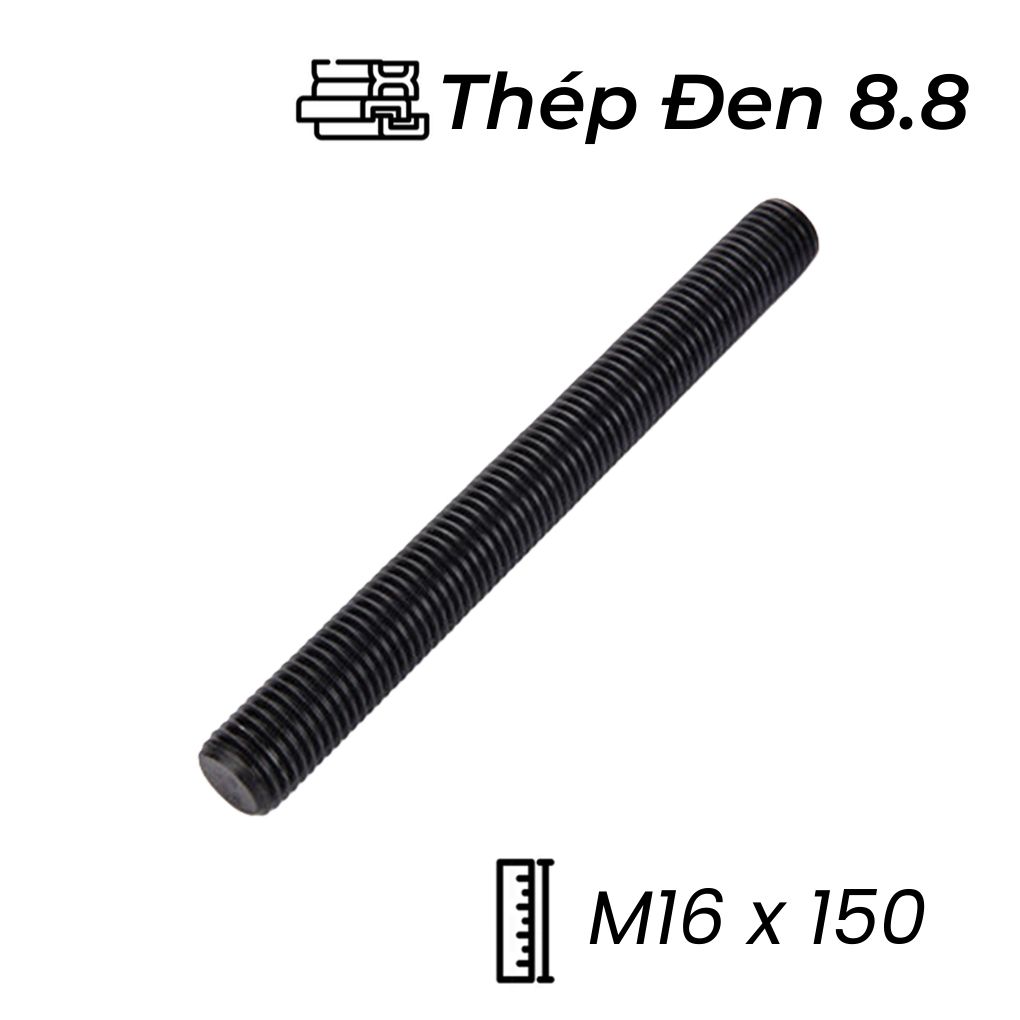 Guzong Thép Đen 8.8 M16x150