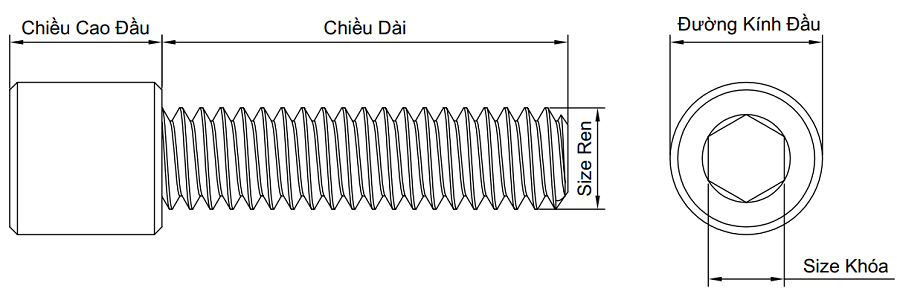 Bản vẽ kỹ thuật Lục Giác Chìm Đầu Trụ Thép Mạ Kẽm Trắng Cr3+ 12.9 DIN912 M8x65