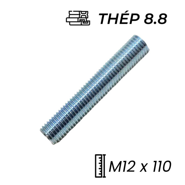Guzong Thép Mạ Kẽm 8.8 M12x110