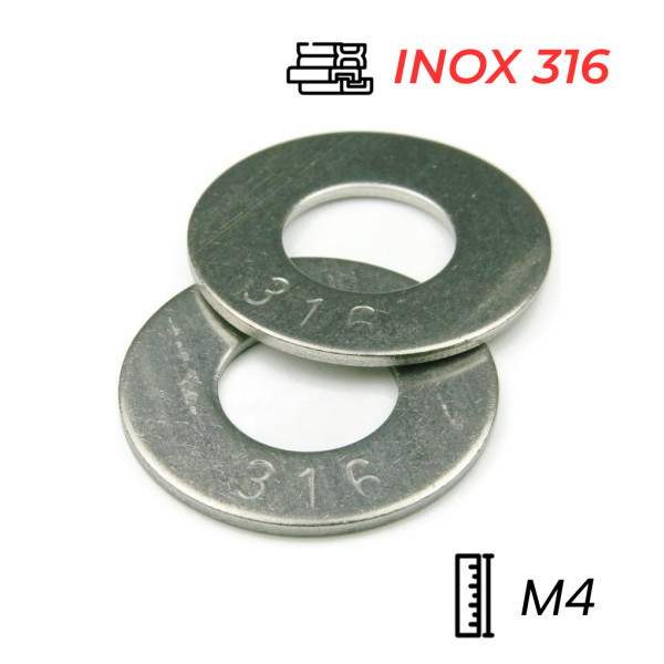 Lông Đền Phẳng Inox 316 DIN125 M4