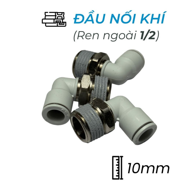 Đầu Nối Nhanh Khí Nén Cong Ø10mm - Ren Ngoài 1/2" CDC MPL 1004N-W (Màu Trắng)