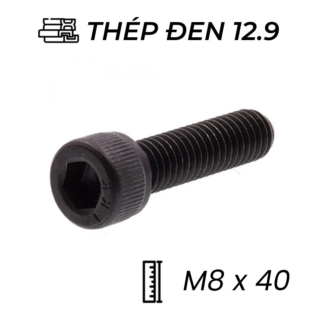 Lục Giác Chìm Đầu Trụ Thép Đen 12.9 DIN912 M8x40
