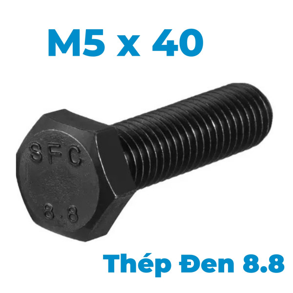 Bulong Thép Đen 8.8 DIN933 M5x40