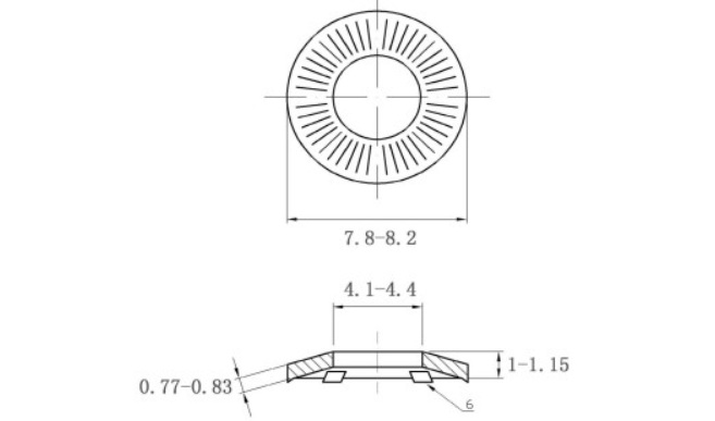 Bản vẽ kỹ thuật Lông Đền Tiếp Xúc Thép Mạ Kẽm SN70093 M4