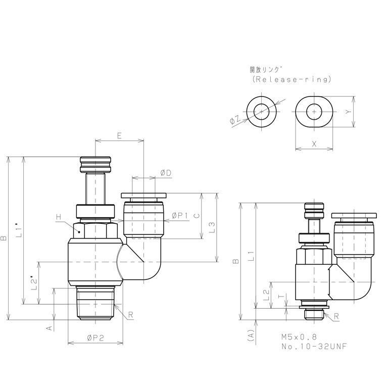 Bản vẽ kỹ thuật Van Tiết Lưu Khí Nén Chân Kim Pisco JNS5/16-N1U
