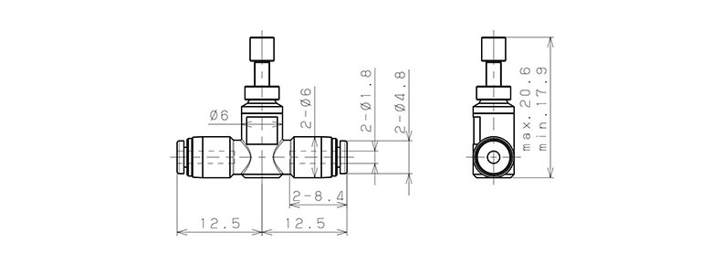 Bản vẽ kỹ thuật Van Tiết Lưu Khí Nén Lưu Lượng Thấp Pisco JSMU180L-C