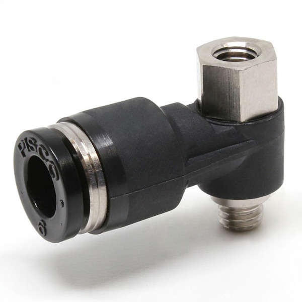 Đầu Nối Nhanh Khí Nén Cong 90° Đầu Lục Giác Trụ Ren Đực Cái Pisco PHF6-M5