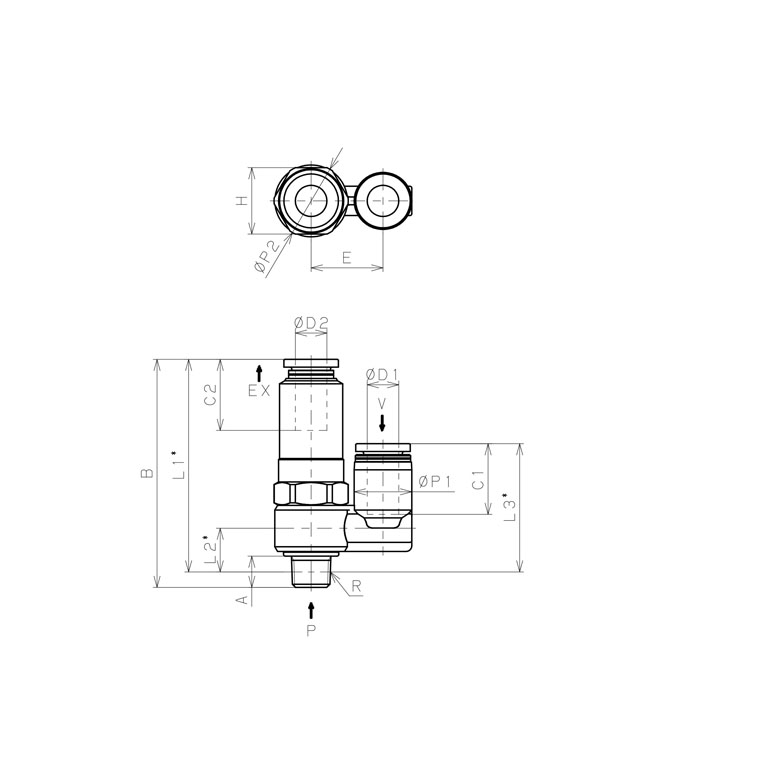 Bản vẽ kỹ thuật Bộ Tạo Chân Không Dòng VH - VS Pisco VSE15-1202J