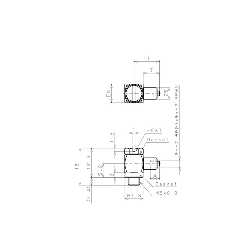 Bản vẽ kỹ thuật Đầu Ngạnh Nối Ống Có Đai Ốc Dạng Cong 90° Đầu Lục Giác Ren Ngoài Pisco LHN-0320-M5-C