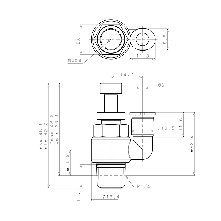 Bản vẽ kỹ thuật Van Tiết Lưu Khí Nén Pisco JSS6-02B