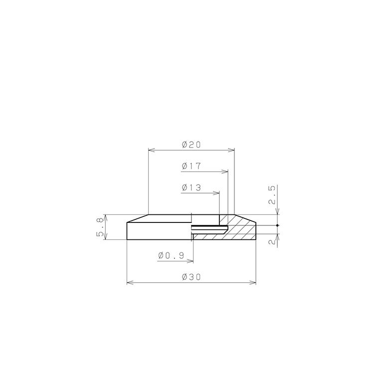 Bản vẽ kỹ thuật Đầu Nấm Hút Chân Không, Silicone,  O.D 30 mm, Pisco VP30FS