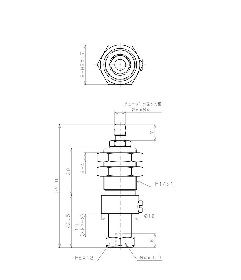 Bản vẽ kỹ thuật Bộ Nấm Hút Chân Không Và Giá Đỡ, Nitrile, O.D 10 mm, Pisco VPC10-10BN-6B