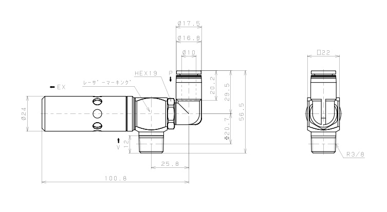 Bản vẽ kỹ thuật Bộ Tạo Chân Không Dòng VM - VC Pisco VCH15-0310L