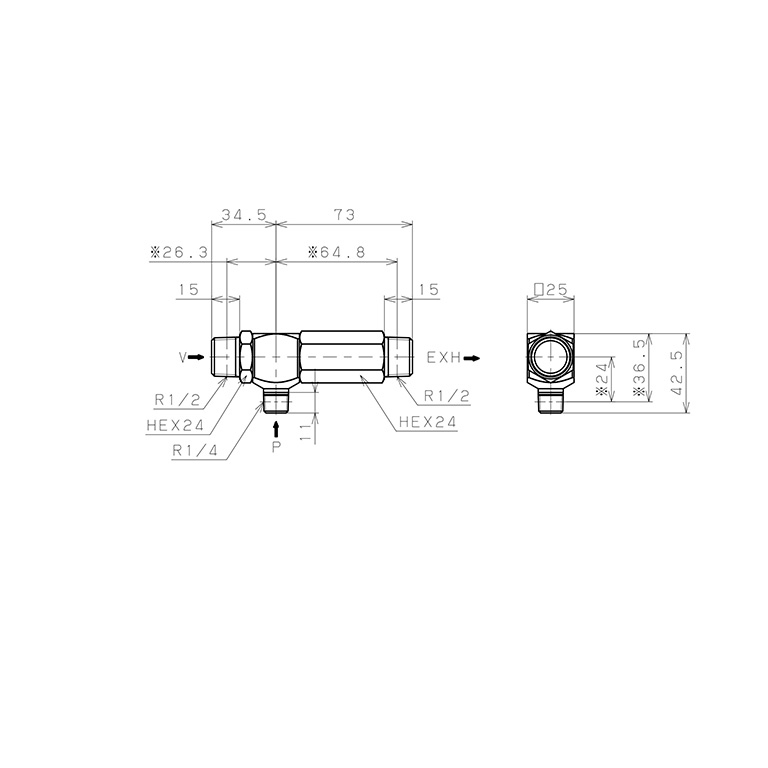 Bản vẽ kỹ thuật Bộ Tạo Chân Không Dòng VRL Pisco VRL300-040204
