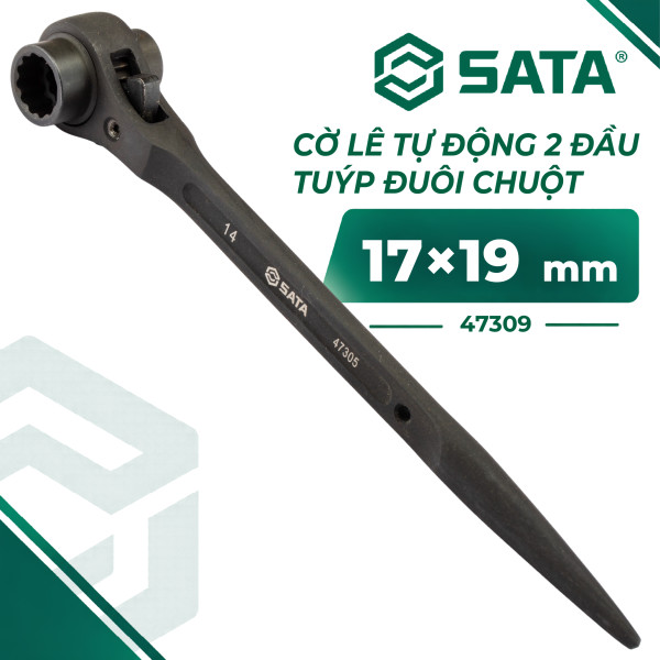 Cờ Lê Tự Động 2 Đầu Tuýp Đuôi Chuột 17×19 mm SATA 47309