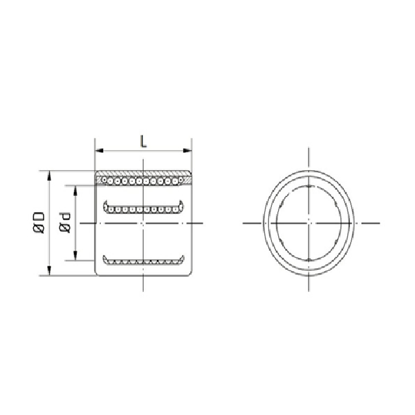 Bản vẽ kỹ thuật Vòng Bi Kim với Lồng Giữ 12x19x28 mm NTN KH1228