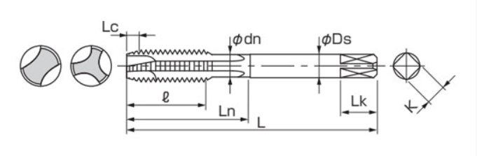 Bản vẽ kỹ thuật Mũi Taro Thẳng Nachi (L6868) M4x0.7