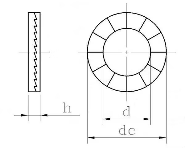 Bản vẽ kỹ thuật Lông đền khóa thép đen cho rãnh then M80 (TQ)