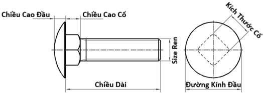 Bản vẽ kỹ thuật Bulong Cổ Vuông Thép Mạ Kẽm 4.8 DIN603 M12x45
