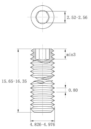 Bản vẽ kỹ thuật Vít Trí Đuôi Bằng Inox 304 DIN913 M5x16