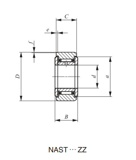 Bản vẽ kỹ thuật Vòng Bi Kim Có Thể Tách Rời 8x24x13.8 mm IKO NAST 8 ZZ