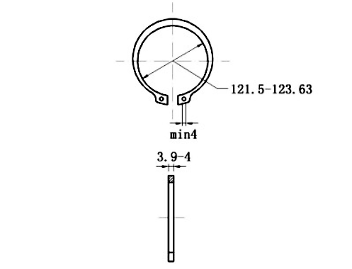 Bản vẽ kỹ thuật Phe Gài Trục Thép 65Mn DIN471 D130x4.0