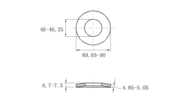 Bản vẽ kỹ thuật Lông Đền Lò Xo Đĩa Thép Đen DIN2093 M45 (46x91x5.0)