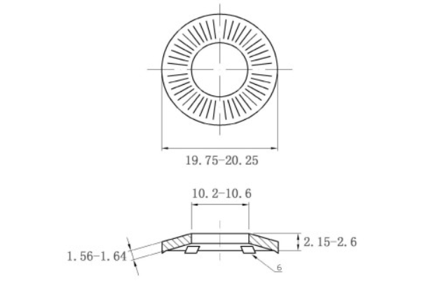 Bản vẽ kỹ thuật Lông Đền Tiếp Xúc Thép Mạ Dacromet SN70093 M10